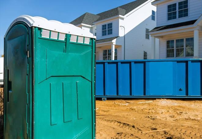 industrial site sanitation with porta potties on hand for workers